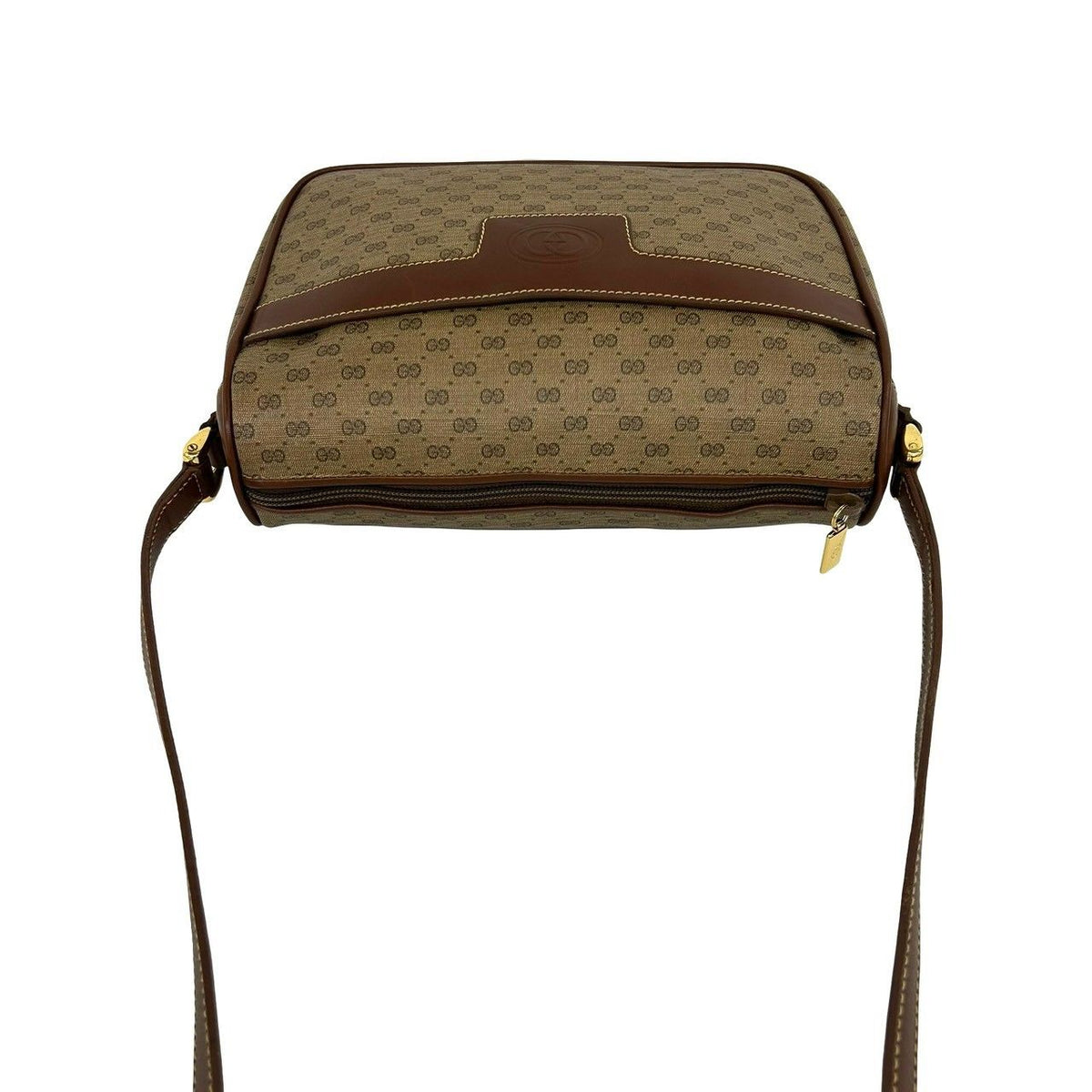Gucci Vintage Micro GG Logo Pattern Leather Shoulder Bag Pochette Brown — view 4