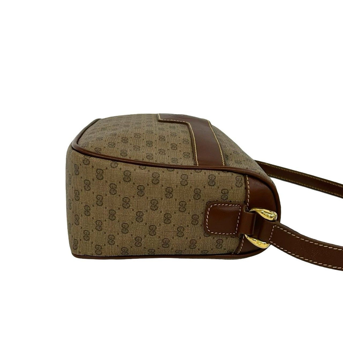 Gucci Vintage Micro GG Logo Pattern Leather Shoulder Bag Pochette Brown — view 6