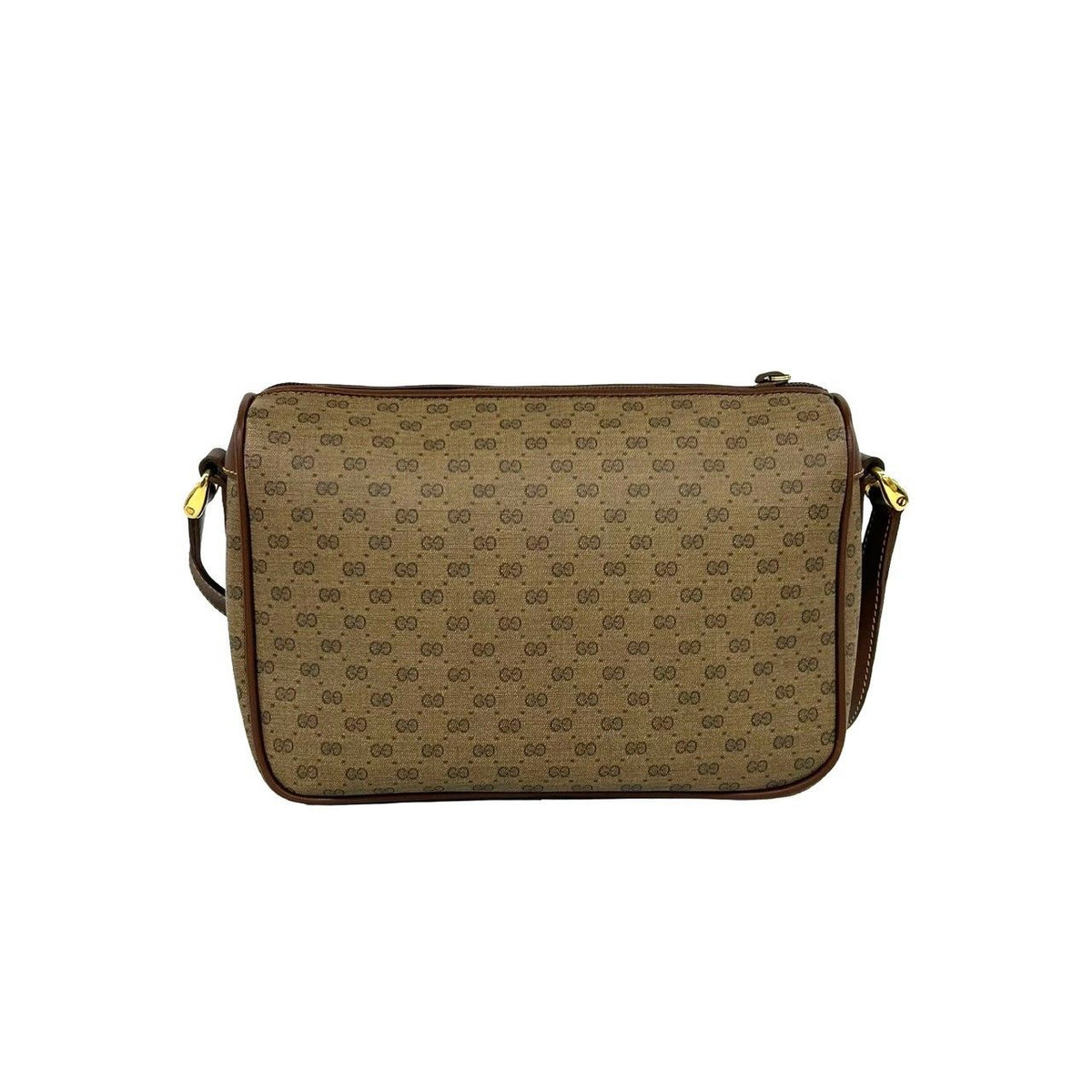 Gucci Vintage Micro GG Logo Pattern Leather Shoulder Bag Pochette Brown — view 3