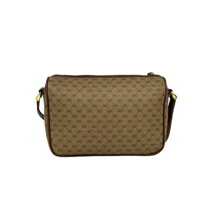 Gucci Vintage Micro GG Logo Pattern Leather Shoulder Bag Pochette Brown — view 3