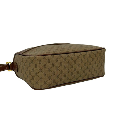 Gucci Vintage Micro GG Logo Pattern Leather Shoulder Bag Pochette Brown — view 7