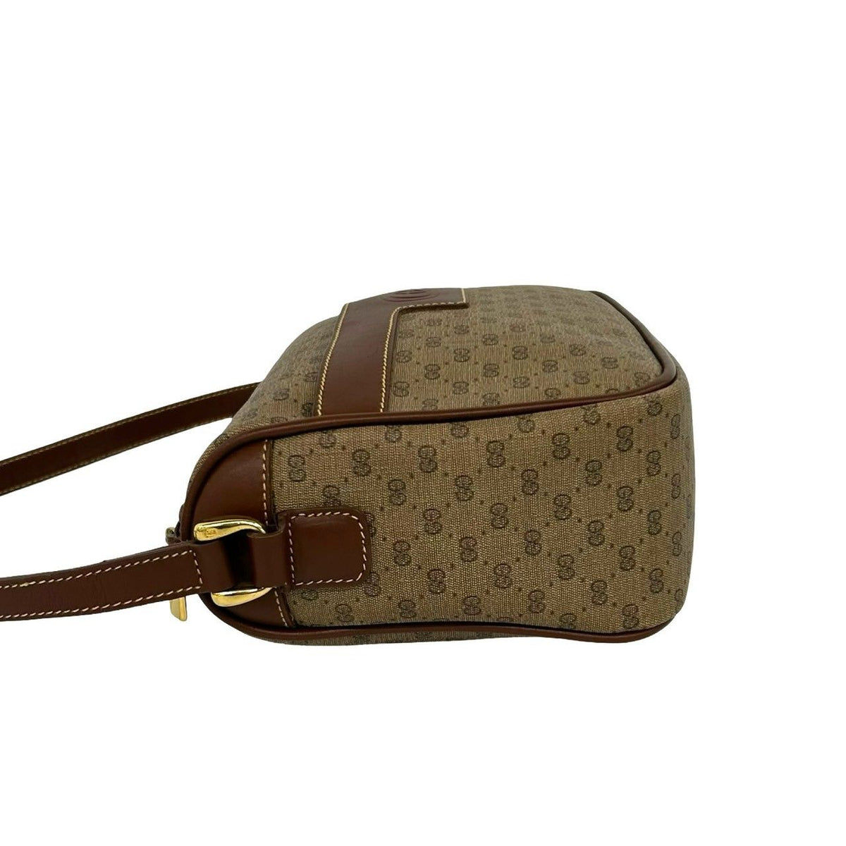 Gucci Vintage Micro GG Logo Pattern Leather Shoulder Bag Pochette Brown — view 5