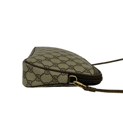 Gucci Vintage GG Logo Pattern Leather Shoulder Bag Pochette Brown — view 6
