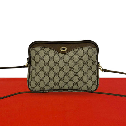 Gucci Vintage GG Logo Pattern Leather Shoulder Bag Pochette Brown