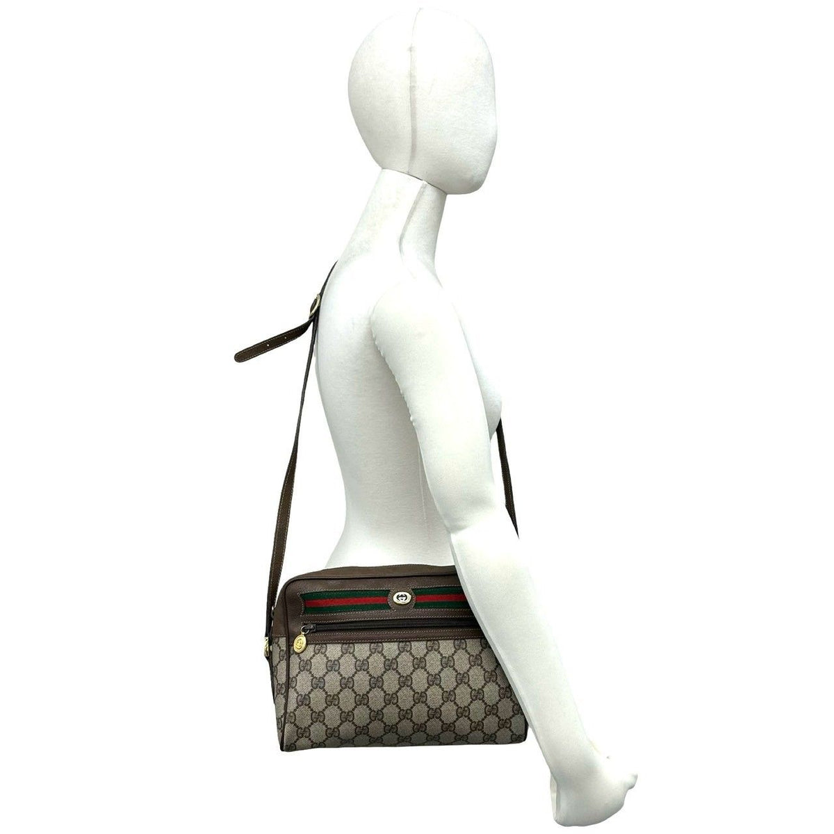 Gucci Vintage Sherry Line GG Logo Pattern Leather Shoulder Bag Pochette Brown — view 2
