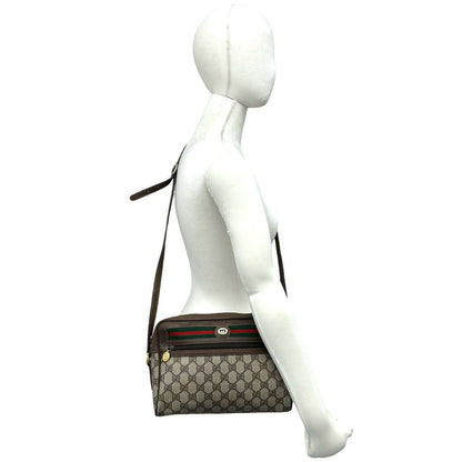 Gucci Vintage Sherry Line GG Logo Pattern Leather Shoulder Bag Pochette Brown — view 2