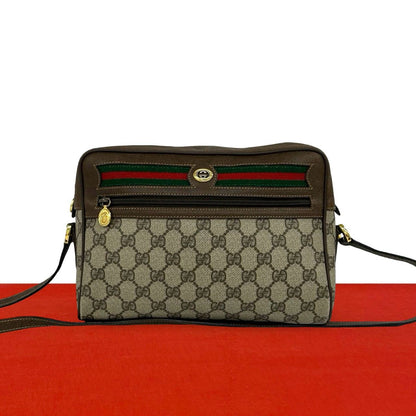 Gucci Vintage Sherry Line GG Logo Pattern Leather Shoulder Bag Pochette Brown