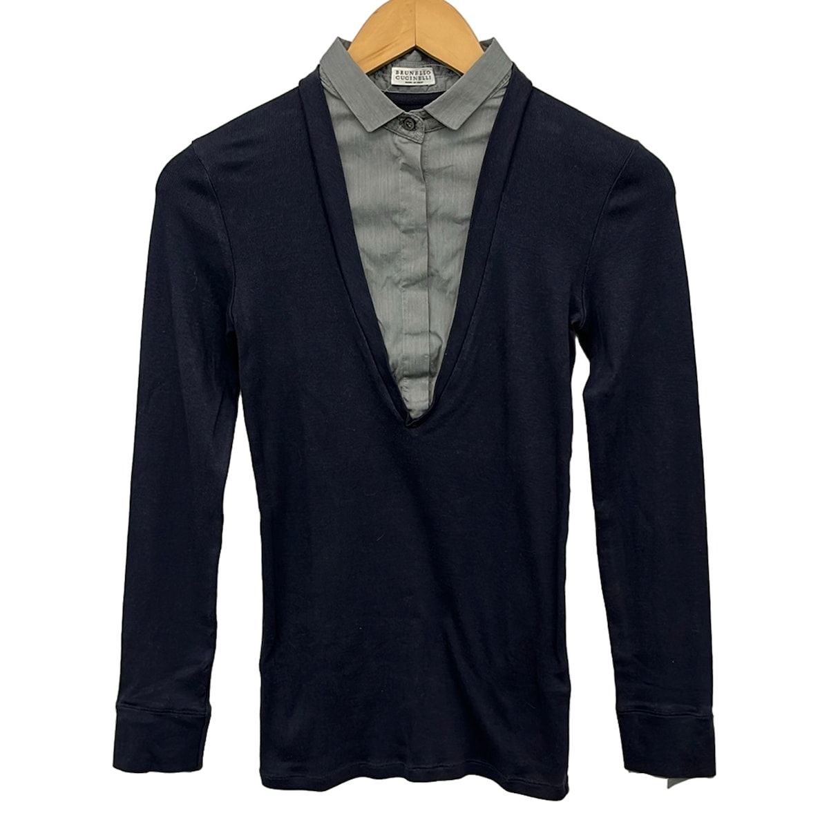 Brunello Cucinelli Long Sleeve Top Dark Navy Gray S