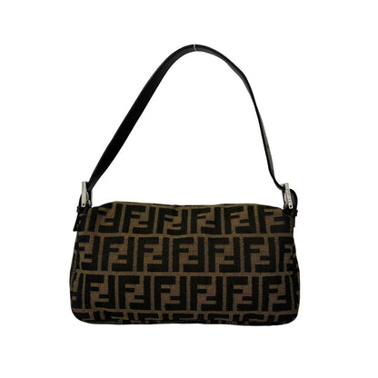 Fendi Vintage Zucca Pattern FF Logo Canvas Leather Handbag Bag Brown — view 3