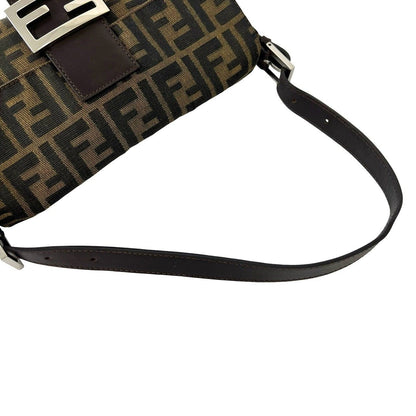 Fendi Vintage Zucca Pattern FF Logo Canvas Leather Handbag Bag Brown — view 4
