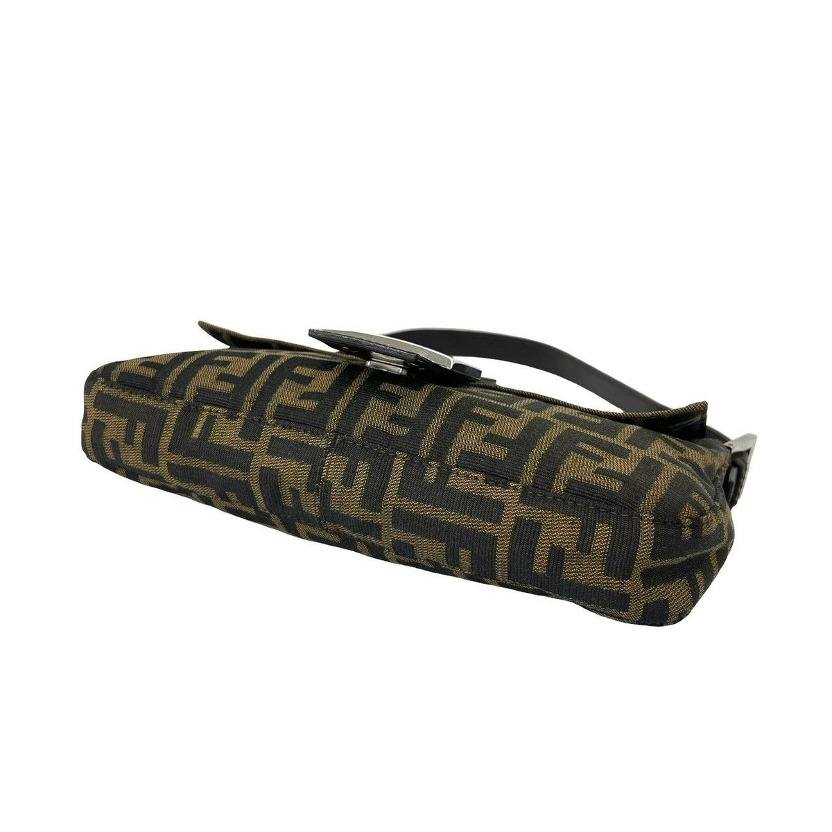 Fendi Vintage Zucca Pattern FF Logo Canvas Leather Handbag Bag Brown — view 8