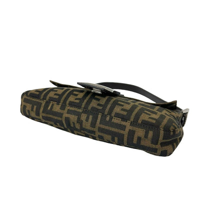Fendi Vintage Zucca Pattern FF Logo Canvas Leather Handbag Bag Brown — view 8