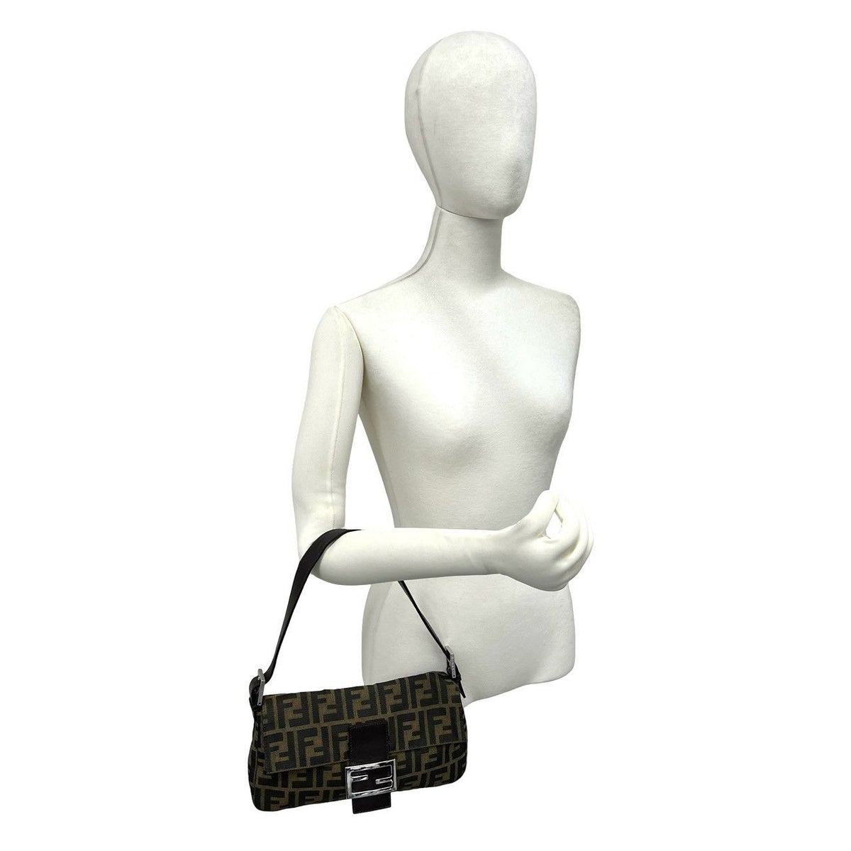 Fendi Vintage Zucca Pattern FF Logo Canvas Leather Handbag Bag Brown — view 2