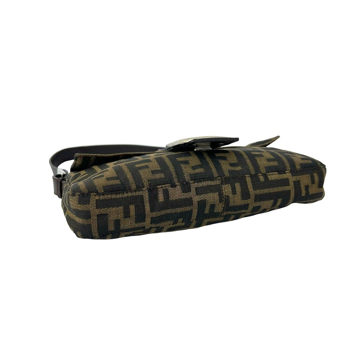 Fendi Vintage Zucca Pattern FF Logo Canvas Leather Handbag Bag Brown — view 7