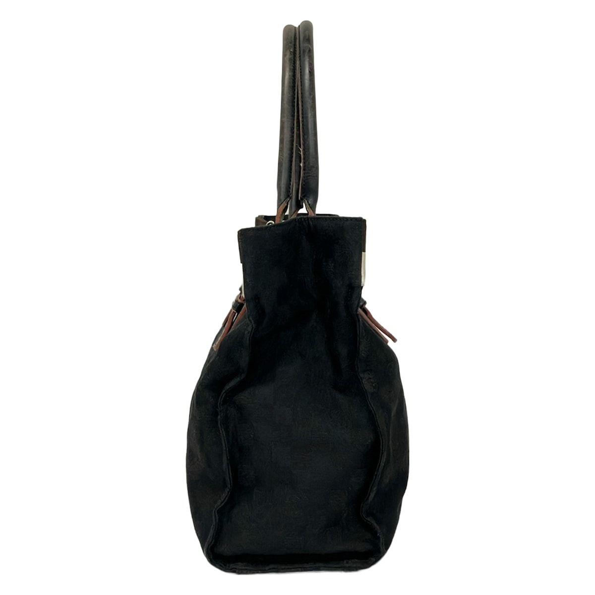Loewe Tote Bag Anagram Pattern Black Dark Brown Ivory Leather — view 2