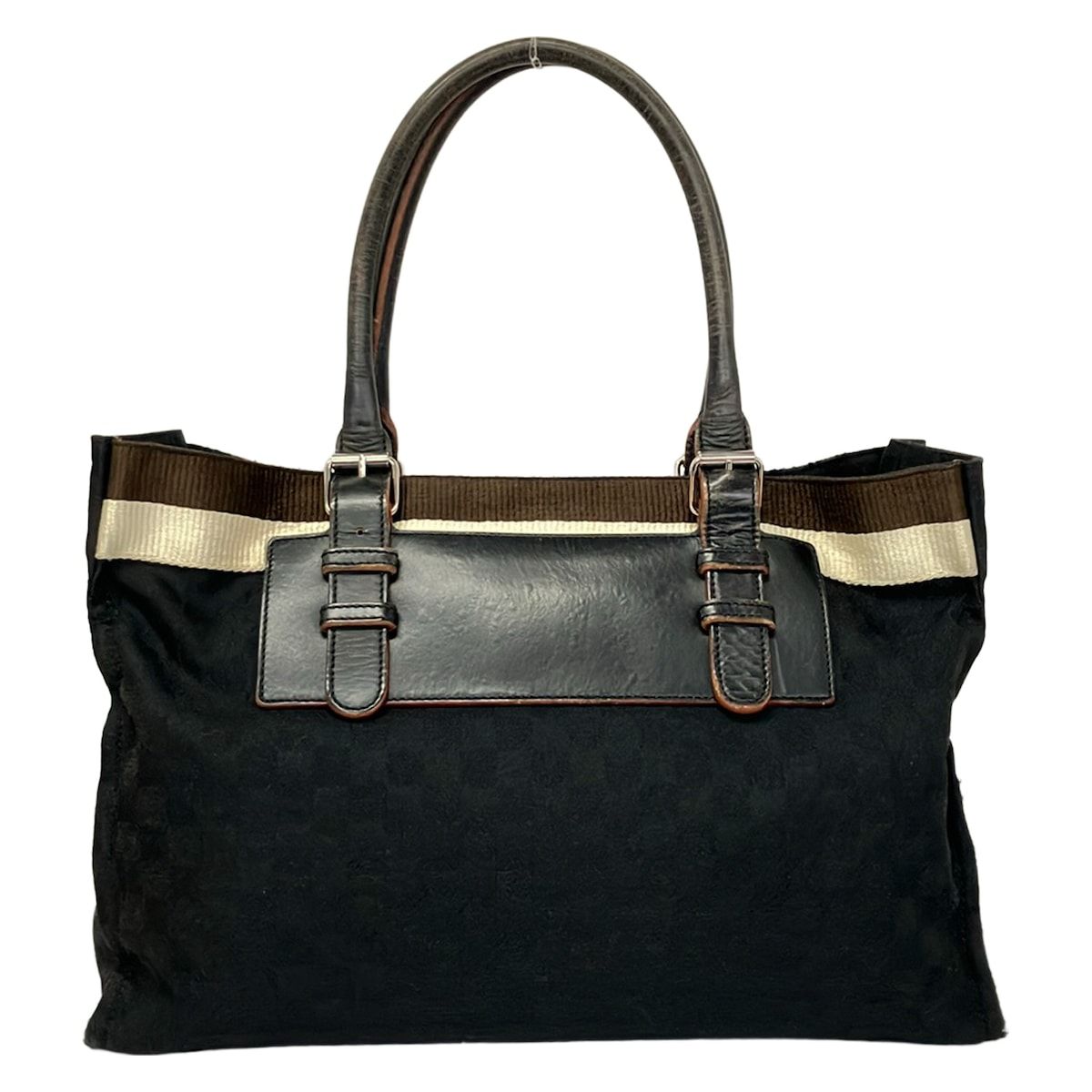 Loewe Tote Bag Anagram Pattern Black Dark Brown Ivory Leather — view 3