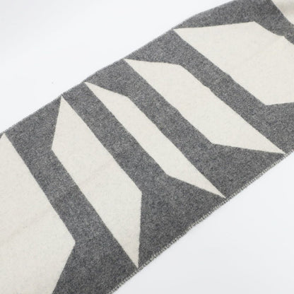 Hermes Scarf Casaque Optic Cashmere Gray White Fringe Shawl — view 6