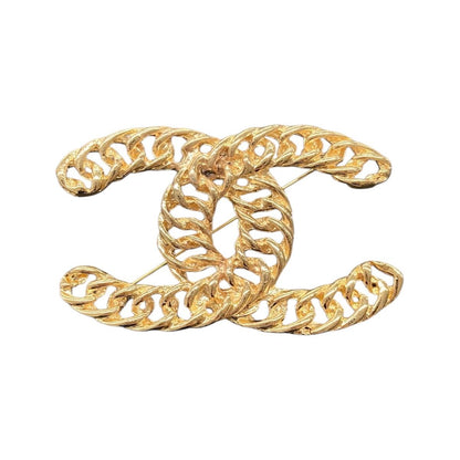 Chanel Vintage CC Logo Gold Plated Brooch Without Comment
