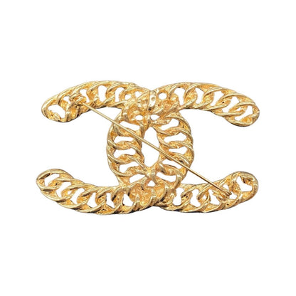 Chanel Vintage CC Logo Gold Plated Brooch Without Comment — view 2