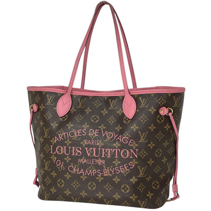 Louis Vuitton Neverfull MM Tote Bag Ikat Flower Monogram Brown Rose Vereur