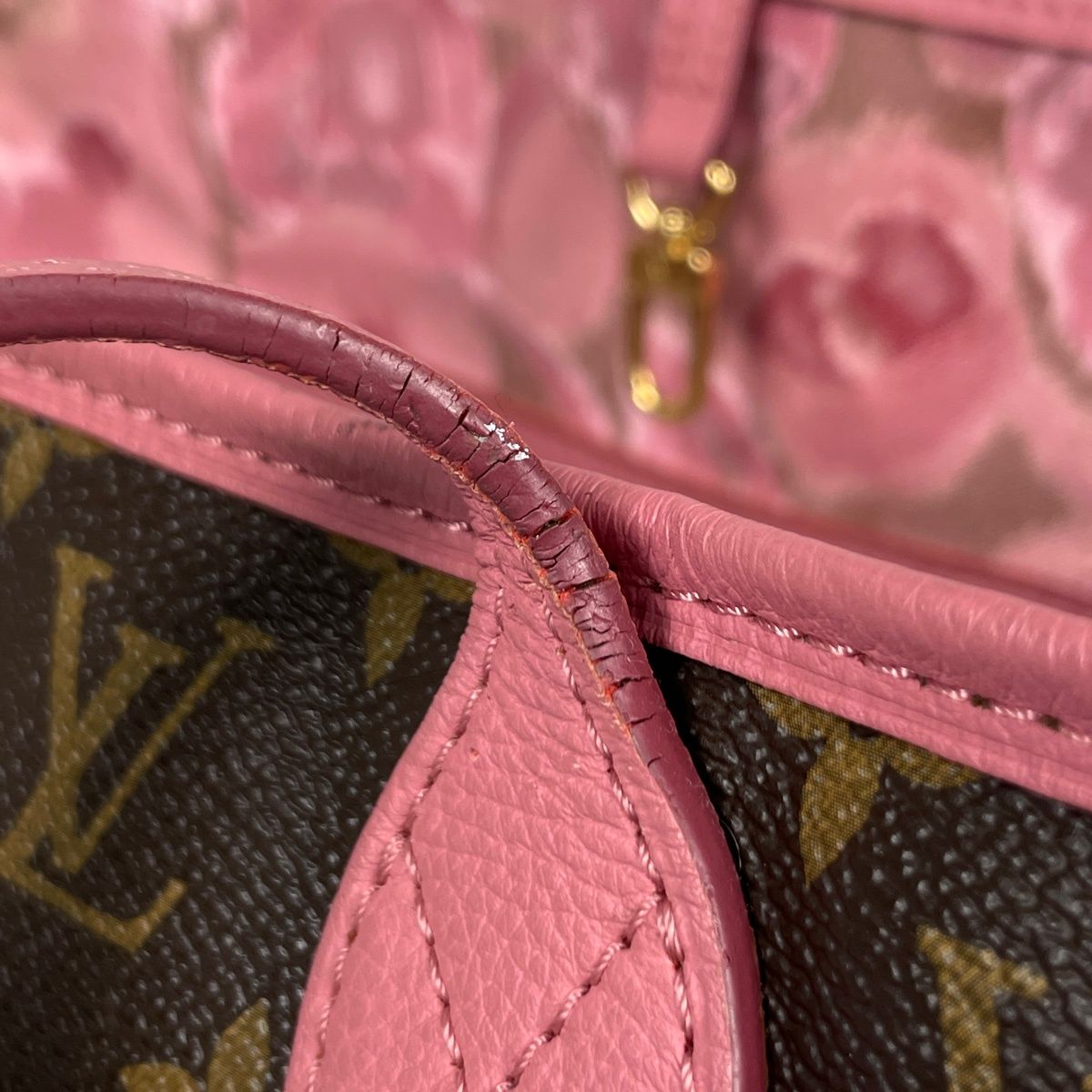 Louis Vuitton Neverfull MM Tote Bag Ikat Flower Monogram Brown Rose Vereur — view 6
