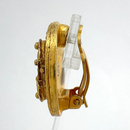 Chanel Earrings CC Logo Round Gold Plated — view 2