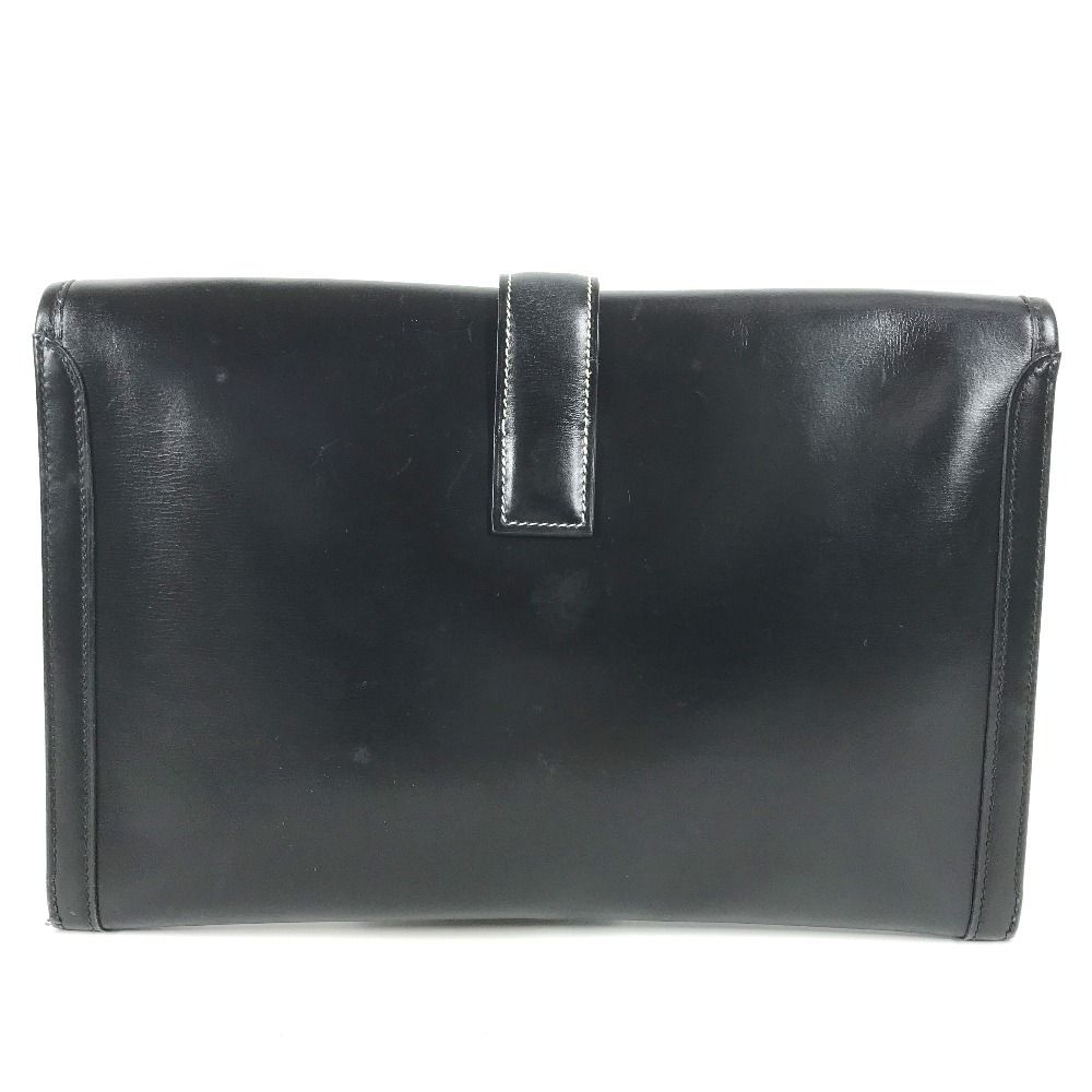 Hermes Clutch Jige PM H Logo Vintage Leather Black — view 2