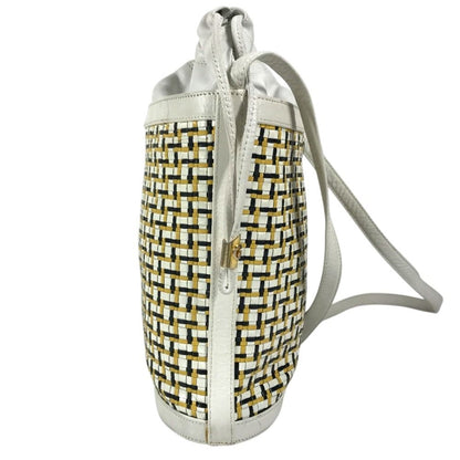 Gucci Shoulder Bag Logo Braided GG Drawstring Vintage Leather White — view 4