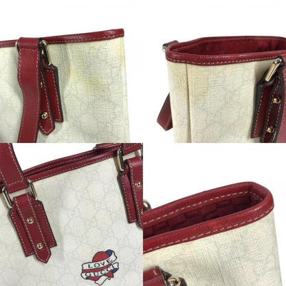 Gucci Shoulder Bag Logo GG Supreme Lovegucci Heart Tattoo Canvas White — view 8