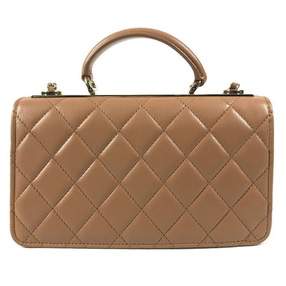 Chanel Handbag CC Logo Quilted Chain Wallet Lambskin Light Brown — view 2
