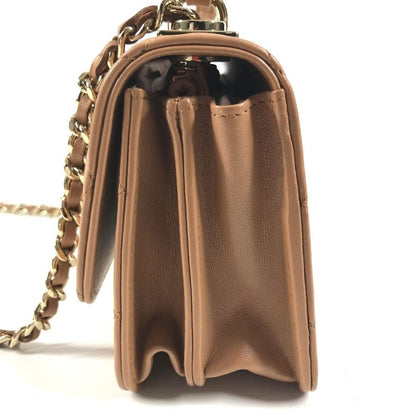 Chanel Handbag CC Logo Quilted Chain Wallet Lambskin Light Brown — view 3