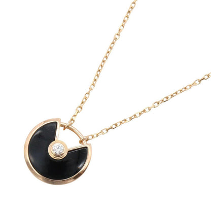Cartier Necklace Amulette Onyx 45.5 18k Pink Gold Diamond