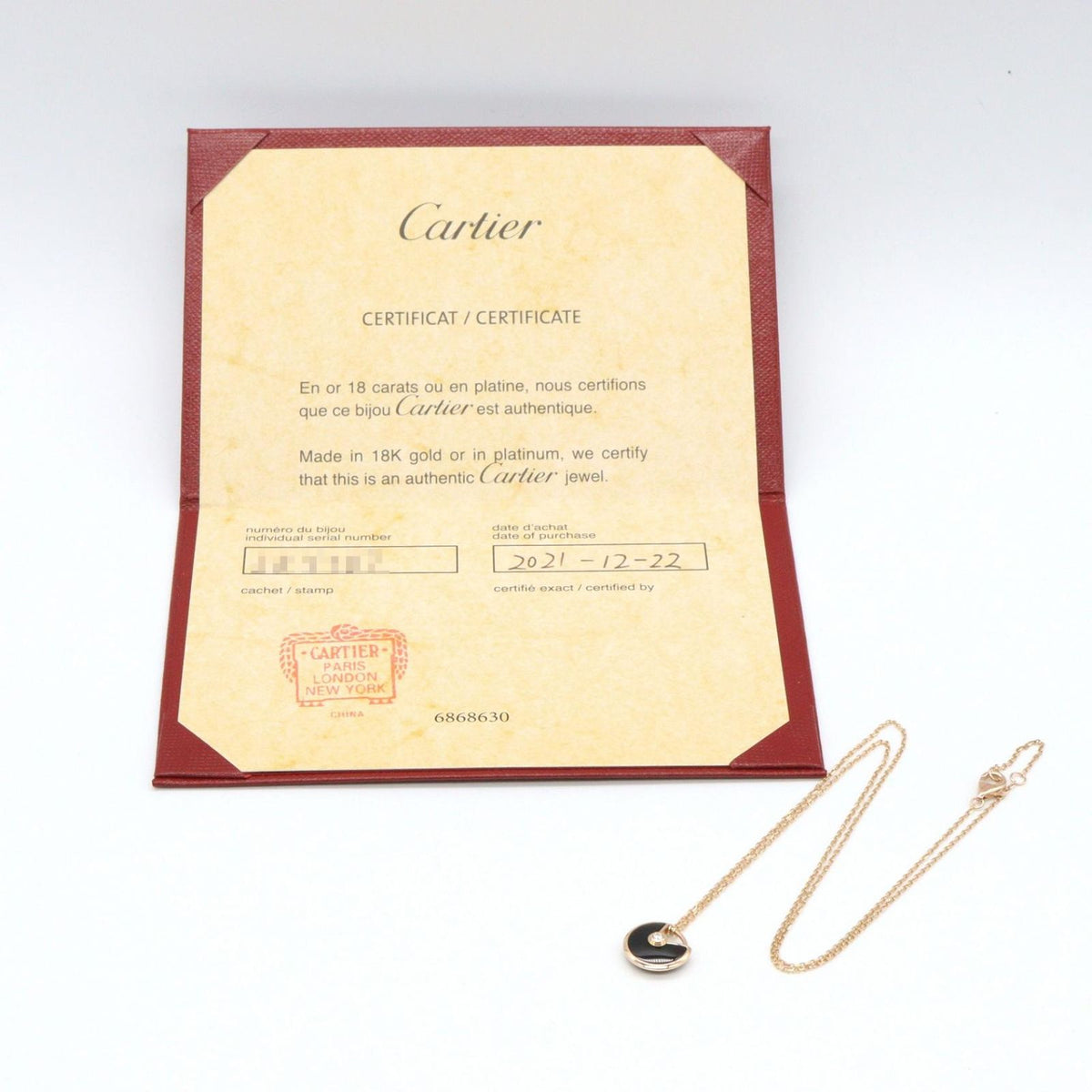Cartier Necklace Amulette Onyx 45.5 18k Pink Gold Diamond — view 5
