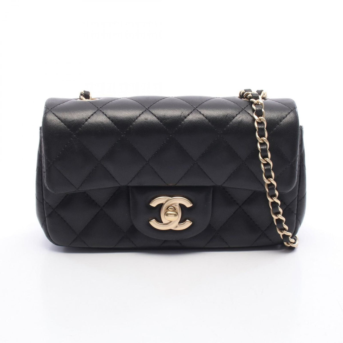 Chanel Shoulder Bag Quilted Small Flap Black Lambskin Chain