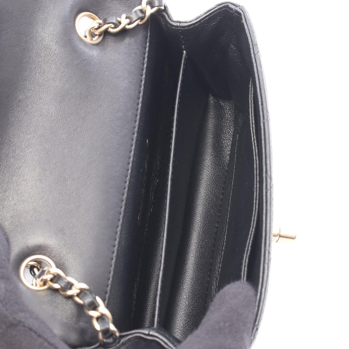 Chanel Shoulder Bag Quilted Small Flap Black Lambskin Chain — view 3