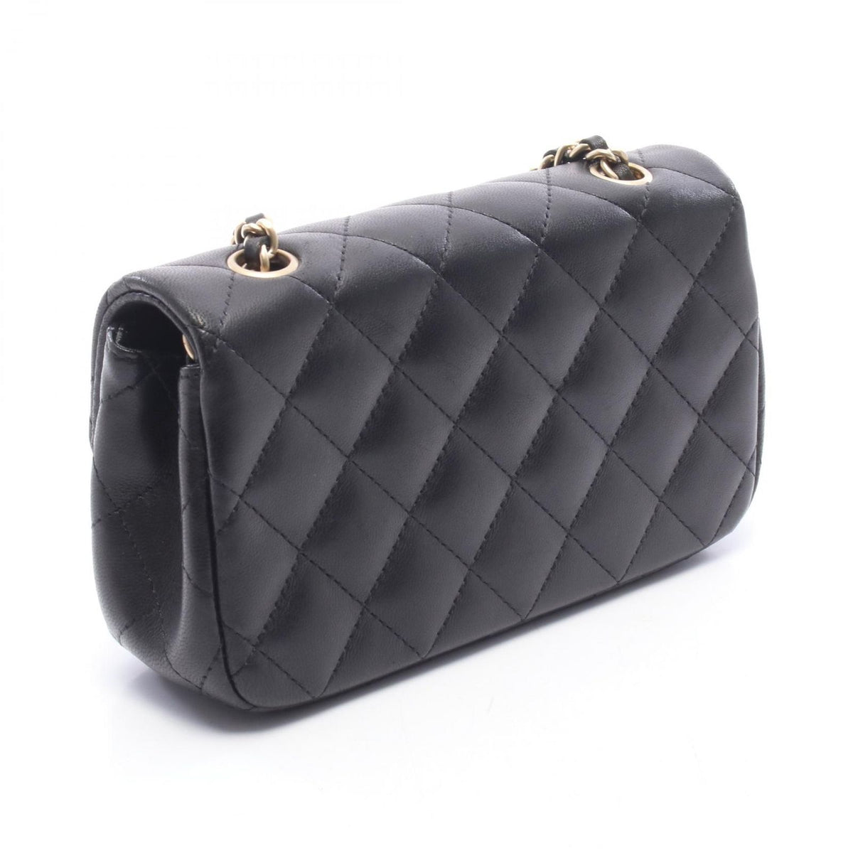 Chanel Shoulder Bag Quilted Small Flap Black Lambskin Chain — view 2