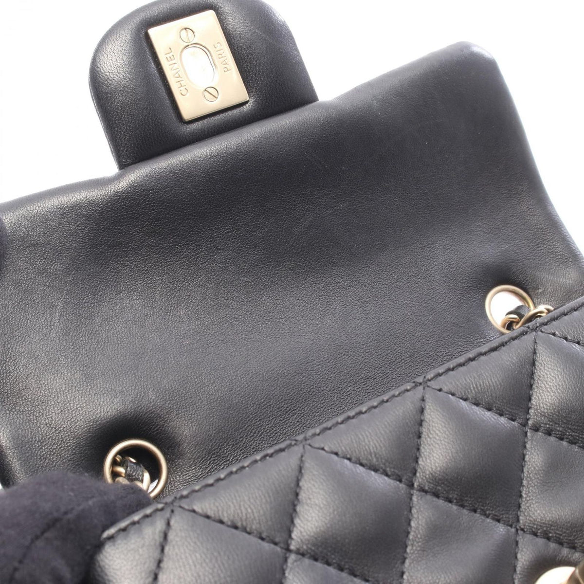 Chanel Shoulder Bag Quilted Small Flap Black Lambskin Chain — view 7