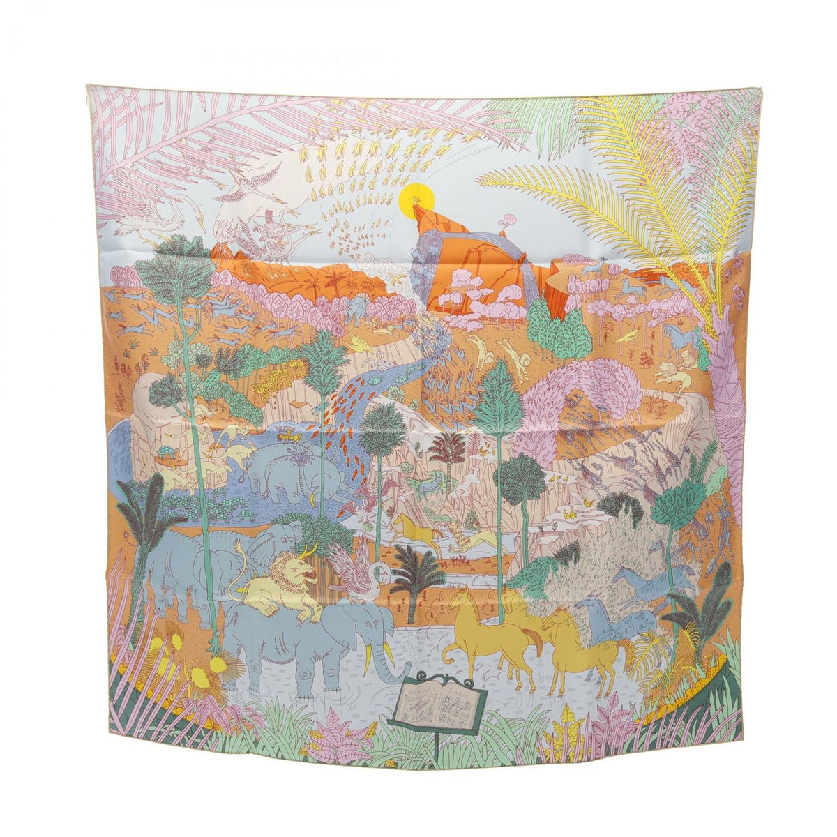 Hermes Scarf Carre 90 le Carnaval Des Animaux Silk