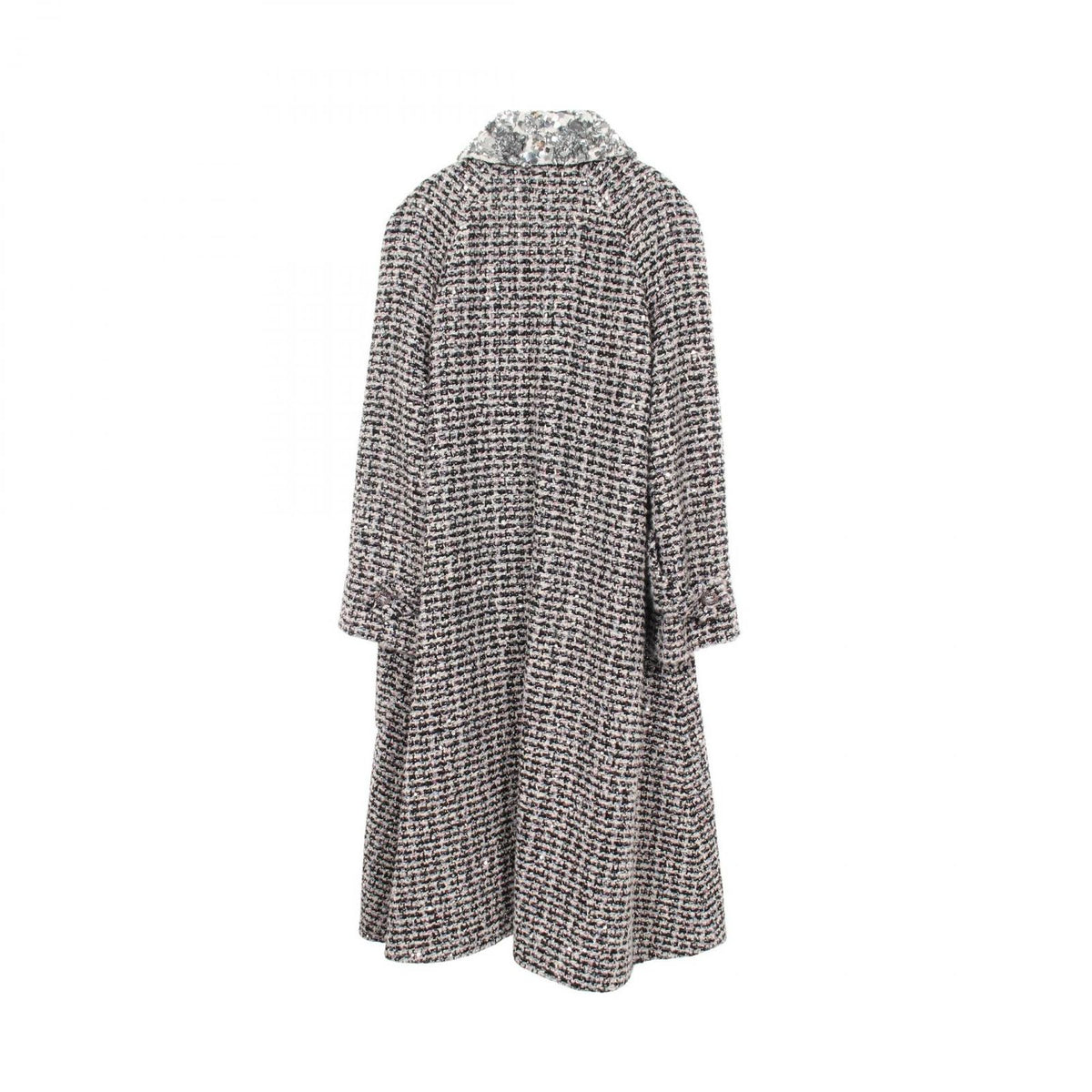 Chanel CC Logo Button Sequin Double Breasted Tweed Nylon Long Coat — view 2