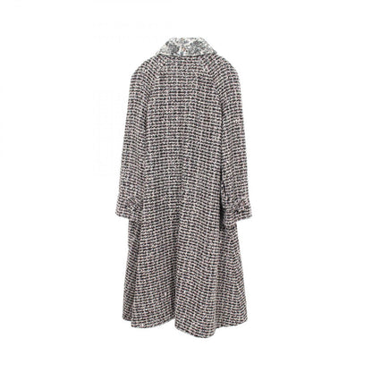 Chanel CC Logo Button Sequin Double Breasted Tweed Nylon Long Coat — view 2