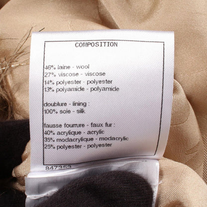 Chanel Collarless Jacket CC Logo Button Fur Short Tweed Wool — view 5