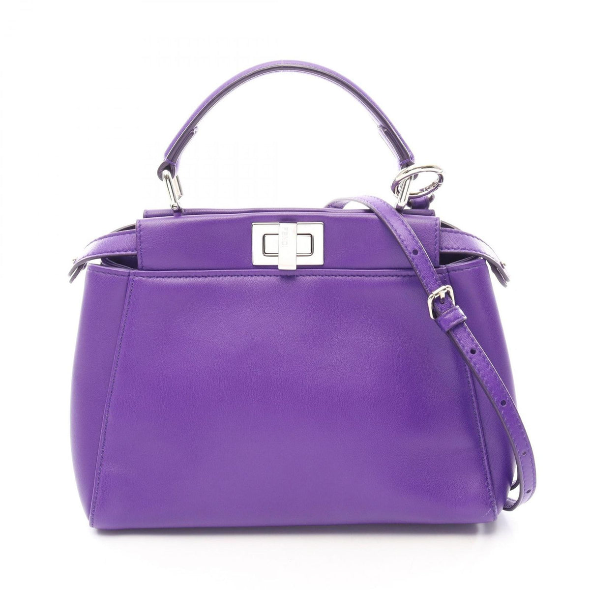 Fendi Handbag Mini Peekaboo Purple Leather