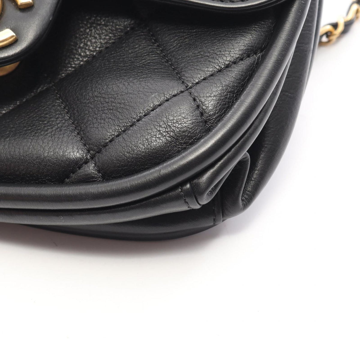 Chanel Shoulder Bag Quilted 2-Way Black Lambskin Small Flap Chain — view 8