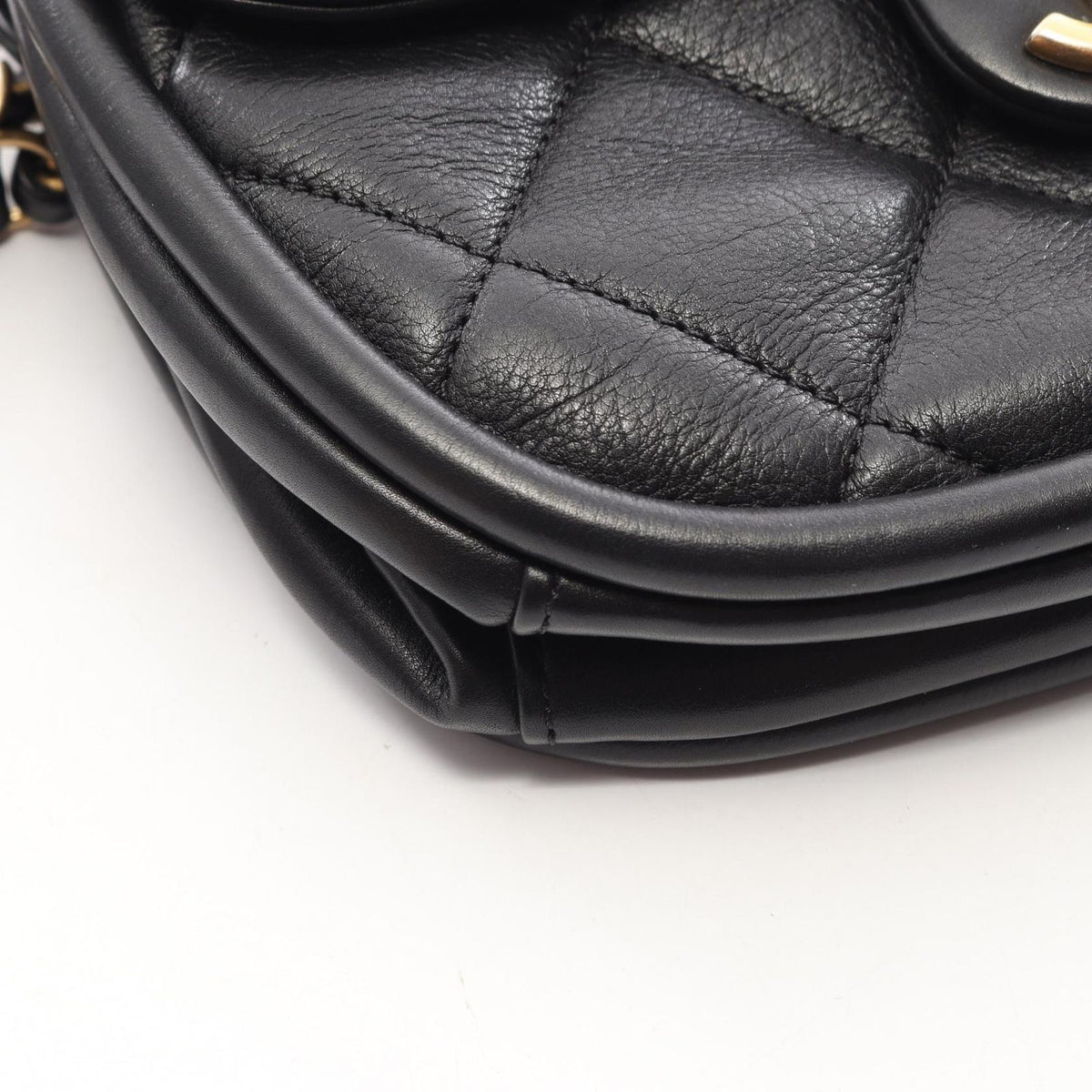 Chanel Shoulder Bag Quilted 2-Way Black Lambskin Small Flap Chain — view 7