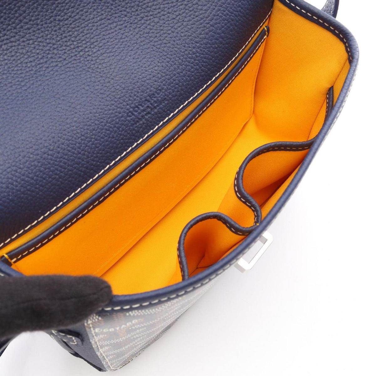 Goyard Shoulder Bag Belvedere PM Navy Brown White Leather — view 3