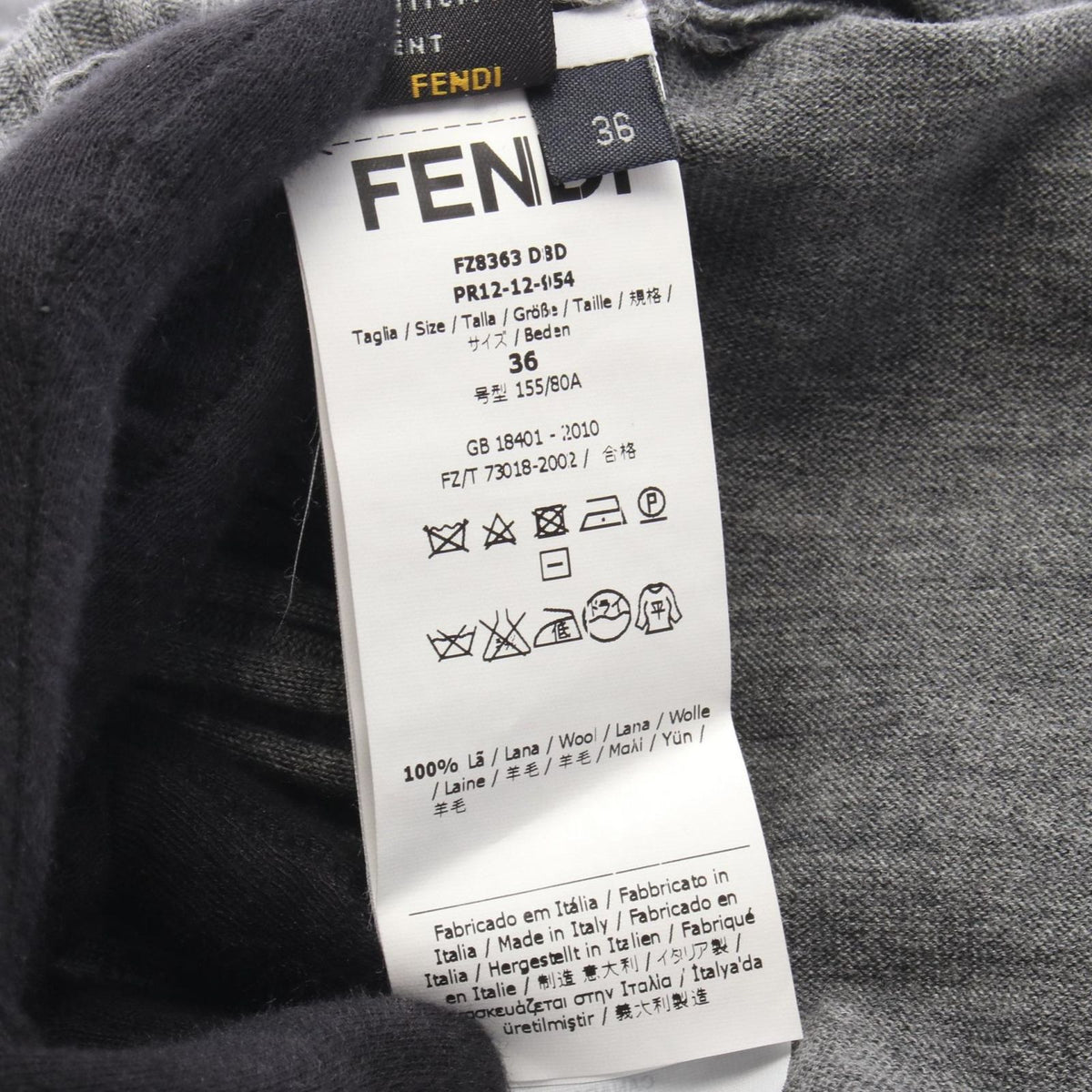 Fendi Knit Turtleneck Sweater Gray Wool Turtle — view 4