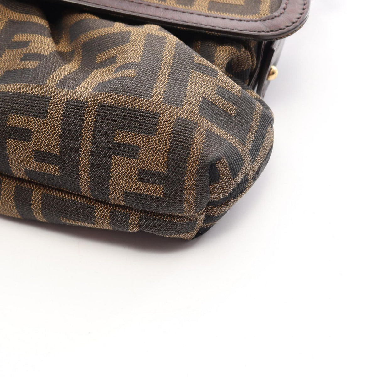 Fendi Shoulder Bag Zucca Brown Black Canvas Leather — view 6