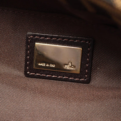 Fendi Shoulder Bag Zucca Brown Black Canvas Leather — view 4