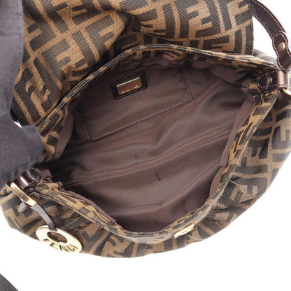 Fendi Shoulder Bag Zucca Brown Black Canvas Leather — view 3