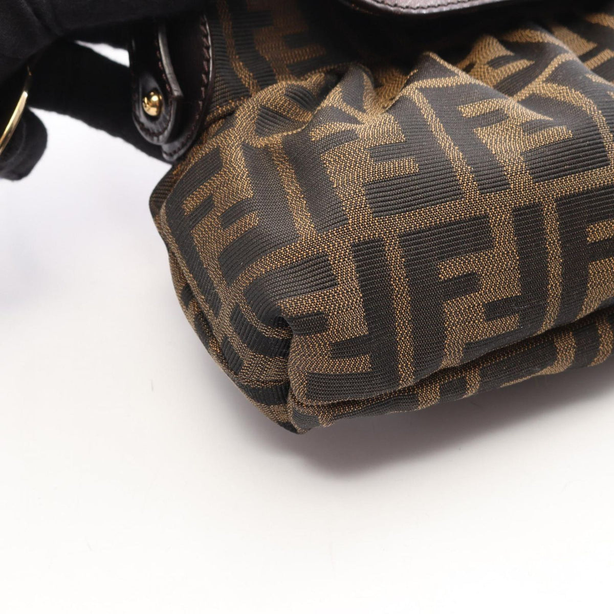 Fendi Shoulder Bag Zucca Brown Black Canvas Leather — view 5